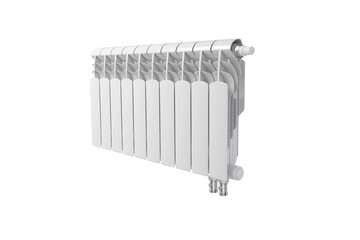 White Radiator battery heating mocup on white background. Iron And Aluminum Central Heating Battery...