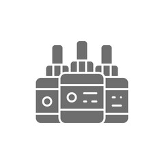 Vector tattoo ink bottles, accessory gray icon.