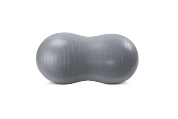 Big long grey fitness ball isolated on white background. Pilates training ball. Fitball model for...