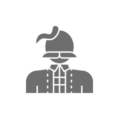 Ukrainian man in traditional national dress, ukrainian cossack gray icon.