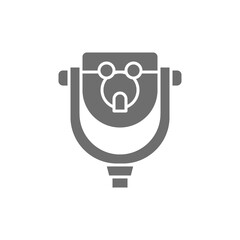 Urban public telescope, binoculars, periscope grey icon.
