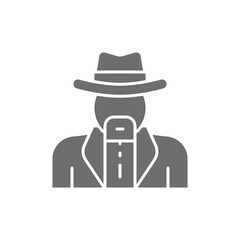Vector cowboys, sheriff grey icon. Isolated on white background