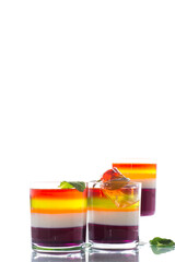 lot of colored sweet fruit jelly in a glass
