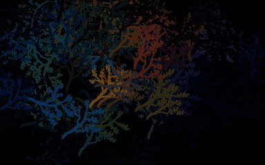 Dark Blue, Yellow vector abstract design with trees, branches.