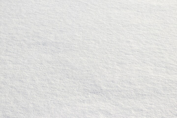 Uniform snow cover. Snow texture on a flat plot of land