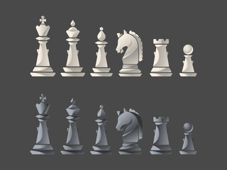 Vector Chess Figures, black and white. Illustration