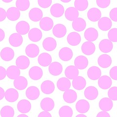 Seamless pattern with pink circles on white background, polka dots