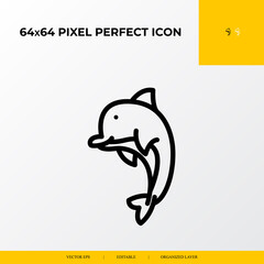 Dolphin icon . part ocean and sea life icon set. 64x64 pixel perfect vector icon illustration