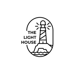 Minimalist Light house logo design with line art style