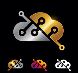 Gold and silver cloud vector sign