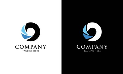 letter O with wave element logo design for company and business