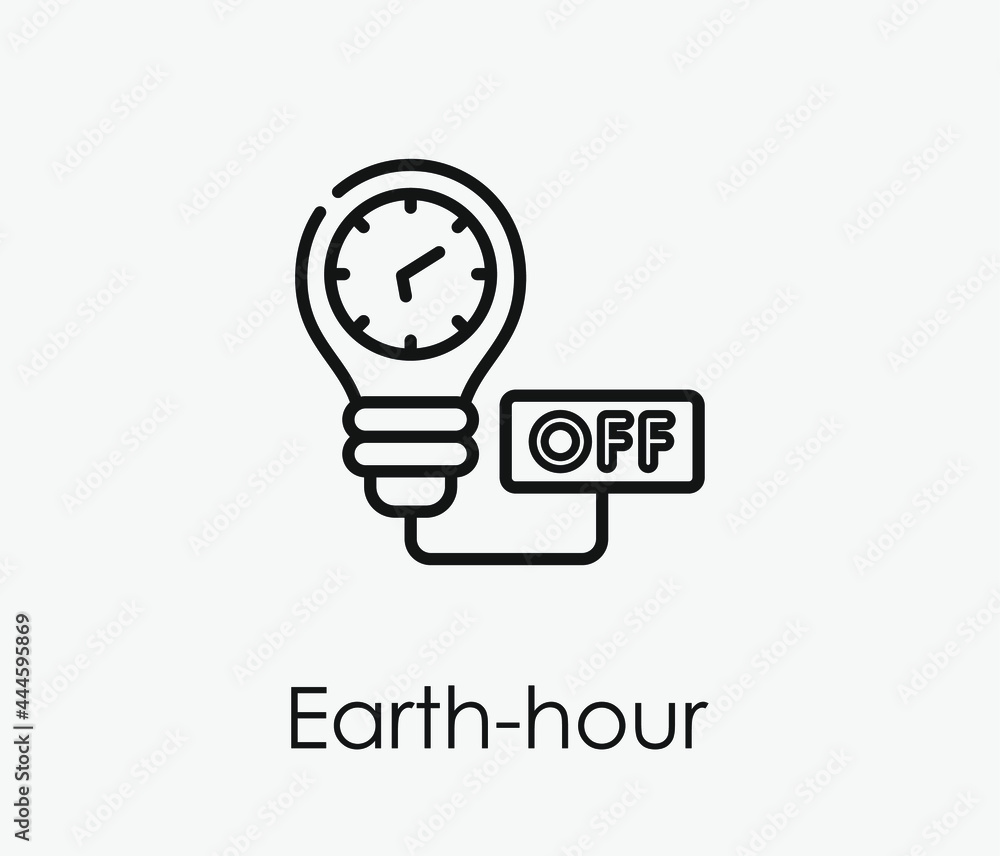 Poster earth hour vector icon. editable stroke. symbol in line art style for design, presentation, website 