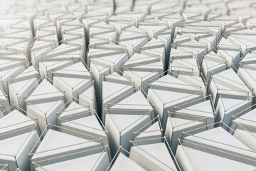 Creative abstract white triangular crack ground backdrop. 3D Rendering.