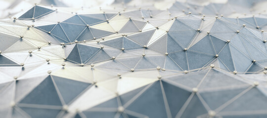 White polygonal landscape background. Landing page concept. 3D Rendering.