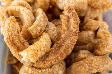 Close-up of some fried pork belly. 