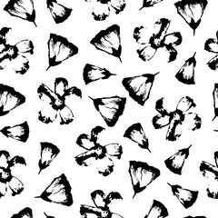 Obraz na płótnie Canvas Vector seamless pattern with hand-drawn flowers on white background.