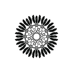 Boho dreamcatcher, isolated, black and white