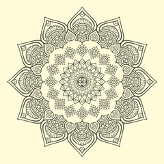 Round gradient mandala, ancient geometric concept, Yoga template digital art