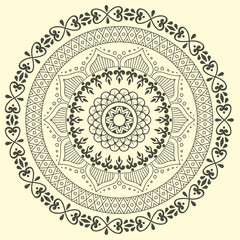 Round gradient mandala, ancient geometric concept, Yoga template digital art