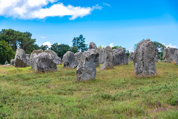 Carnac in Brittany, stones field, alignment of menhirs
