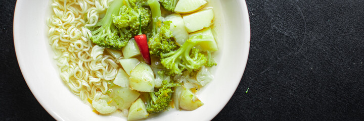 broccoli soup cauliflower, vegetables plate on the table first course meal snack copy space food background rustic  diet veggie vegan or vegetarian food