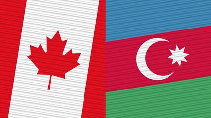 Azerbaijan and Canada Flags Together Fabric Texture Illustration