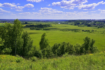 Fototapeta na wymiar View from Mount Spasskaya to the valley of the Sylva River