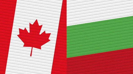 Bulgaria and Canada Flags Together Fabric Texture Illustration