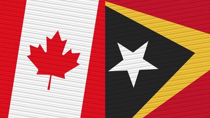 Dominician Republic and Canada Flags Together Fabric Texture Illustration