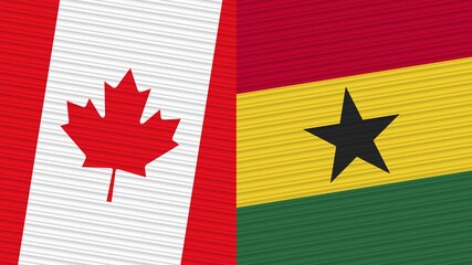 Ghana and Canada Flags Together Fabric Texture Illustration