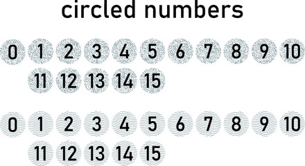 circled numbers set vector illustration flat icon for website on a white background