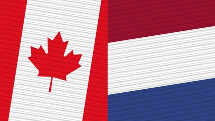 Nepal and Canada Flags Together Fabric Texture Illustration