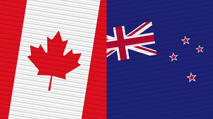 Netherlands and Canada Flags Together Fabric Texture Illustration