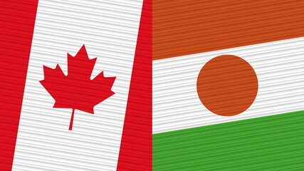 Niger and Canada Flags Together Fabric Texture Illustration