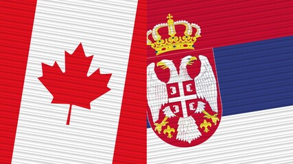 Serbia and Canada Flags Together Fabric Texture Illustration