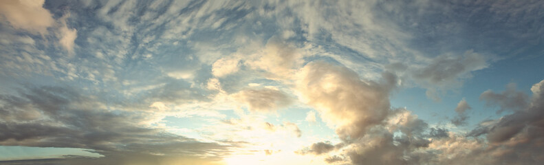 Sky and white clouds. Abstract cloudscape sunlight texture background