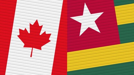 Togo and Canada Flags Together Fabric Texture Illustration
