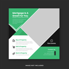 Mortgage broker Instagram post template design. Real Estate Social Media Post & Web Banner