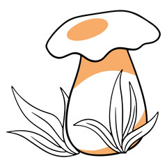 Vegetarian food. Edible porcini mushroom in the grass.