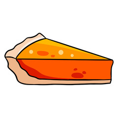 Bakery products. An appetizing sliced piece of pumpkin pie.
