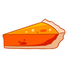Bakery products. An appetizing sliced piece of pumpkin pie.