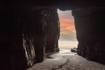 Famous cathedral caves at the beach of New Zealands South Island