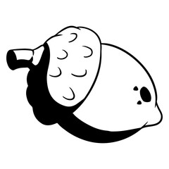 The fruit of the oak is edible. An acorn with a hat and a twig.