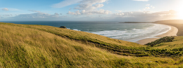 Scenic sunset over Tautuku bay from Florence hill lookout, New Zealand