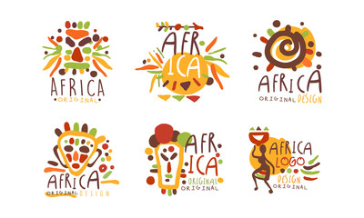 Obraz premium Original African Logo or Badge Design Vector Set
