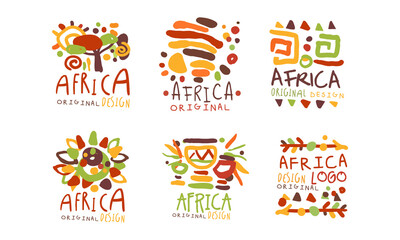 Fototapeta na wymiar Original African Logo or Badge Design Vector Set