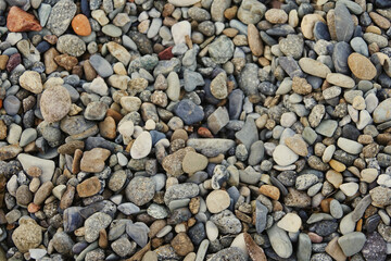 small colored pebbles on the beach