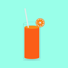 orange juice with orange and straw isolated vector