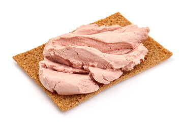 Liver pate sandwich, isolated on white background. High resolution image.