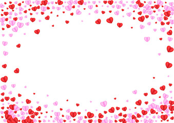 Pink Confetti Background White Vector. Card Texture Heart. Tender Day Illustration. Fond Confetti Celebration Backdrop. Red Shape Pattern.